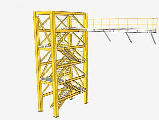 工程楼梯钢结构SU模型下载_sketchup草图大师SKP模型