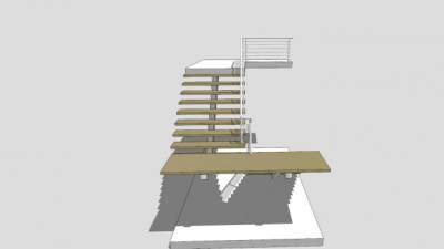 不锈钢栏杆楼梯下载_sketchup草图大师SKP模型