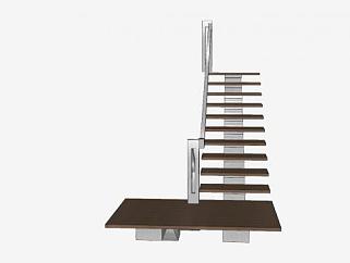 现代设计<em>钢架楼梯</em>下载_sketchup草图大师SKP模型