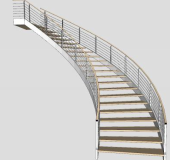 弧形不锈钢枫木楼梯SU模型下载_sketchup草图大师SKP模型
