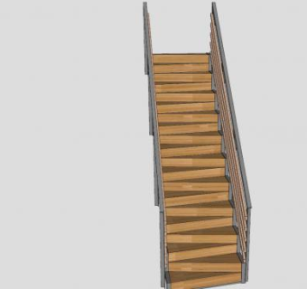 三角踏板钢木楼梯SU模型下载_sketchup草图大师SKP模型