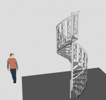 螺旋钢楼梯SU模型下载_sketchup草图大师SKP模型
