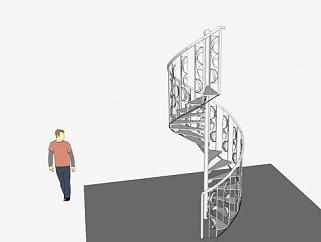 螺旋钢楼梯SU模型下载_sketchup草图大师SKP模型