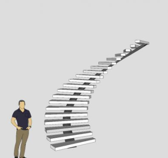 室内弧形楼梯SU模型下载_sketchup草图大师SKP模型