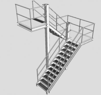 金属防火梯SU模型下载_sketchup草图大师SKP模型
