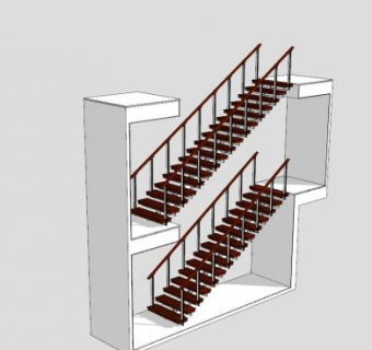 琼斯住宅钢木楼梯SU模型下载_sketchup草图大师SKP模型