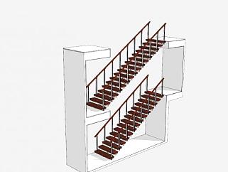 琼斯住宅钢木楼梯SU模型下载_sketchup草图大师SKP模型