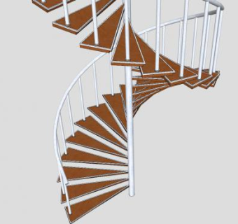 螺旋钢木楼梯SU模型下载_sketchup草图大师SKP模型