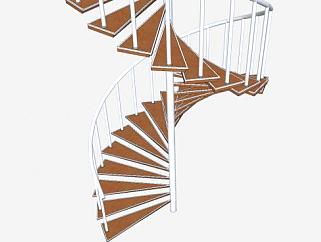 螺旋钢木楼梯SU模型下载_sketchup草图大师SKP模型