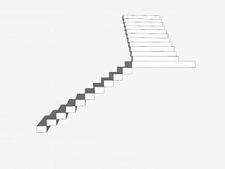 钢结构楼梯SU模型下载_sketchup草图大师SKP模型