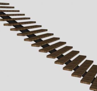 钢架木踏板楼梯SU模型下载_sketchup草图大师SKP模型