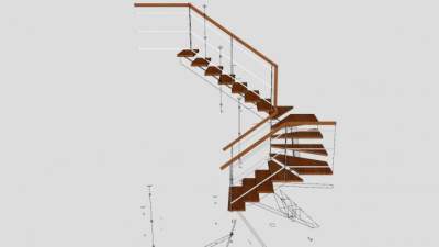 钢制木踏板楼梯SU模型下载_sketchup草图大师SKP模型