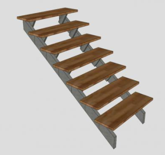 钢结构木楼梯SU模型下载_sketchup草图大师SKP模型