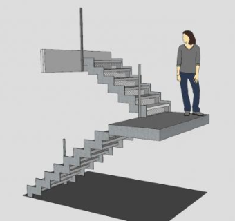 厂房钢楼梯SU模型下载_sketchup草图大师SKP模型
