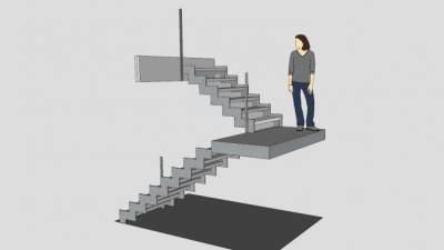 厂房钢楼梯SU模型下载_sketchup草图大师SKP模型