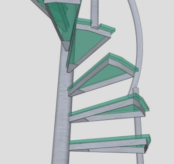 钢架玻璃旋转楼梯SU模型下载_sketchup草图大师SKP模型