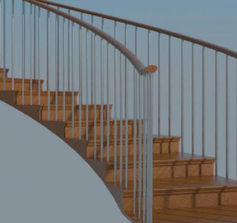 弧形钢木楼梯SU模型下载_sketchup草图大师SKP模型