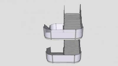 玻璃护栏多跑楼梯SU模型下载_sketchup草图大师SKP模型