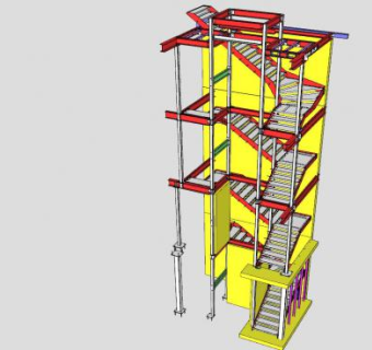 工厂多层楼梯架SU模型下载_sketchup草图大师SKP模型