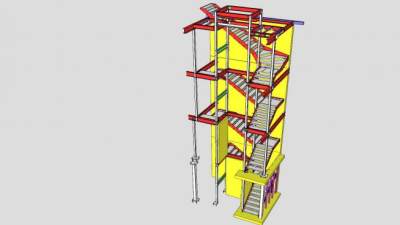 工厂多层楼梯架SU模型下载_sketchup草图大师SKP模型