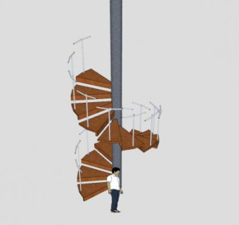 钢柱旋转梯SU模型下载_sketchup草图大师SKP模型