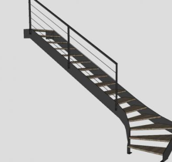 木踏板楼梯SU模型下载_sketchup草图大师SKP模型