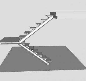 龙骨架楼梯SU模型下载_sketchup草图大师SKP模型