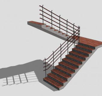 大理石护栏楼梯SU模型下载_sketchup草图大师SKP模型