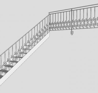 铁艺护栏楼梯SU模型下载_sketchup草图大师SKP模型