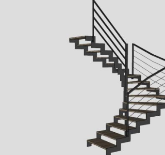 现代木踏板楼梯SU模型下载_sketchup草图大师SKP模型