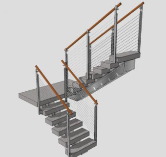 不锈钢钢板楼梯SU模型下载_sketchup草图大师SKP模型