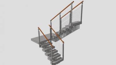 不锈钢钢板楼梯SU模型下载_sketchup草图大师SKP模型