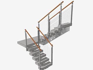 不锈钢钢板楼梯SU模型下载_sketchup草图大师SKP模型