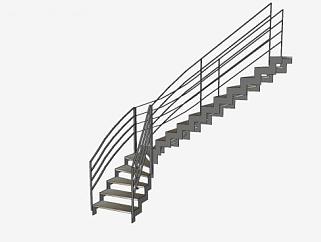 L型复式楼梯SU模型下载_sketchup草图大师SKP模型