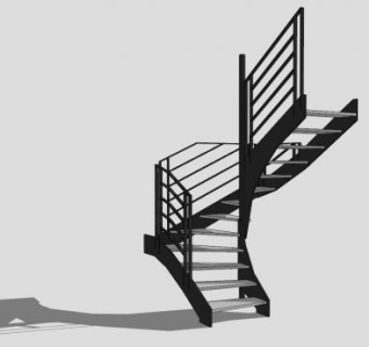 U型室内楼梯SU模型下载_sketchup草图大师SKP模型