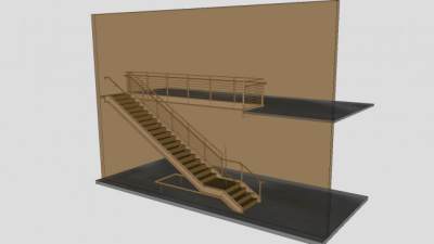 钢索金属楼梯SU模型下载_sketchup草图大师SKP模型