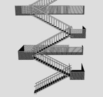南入口钢楼梯10层SU模型下载_sketchup草图大师SKP模型