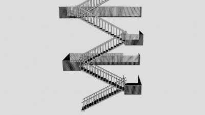 南入口钢楼梯10层SU模型下载_sketchup草图大师SKP模型