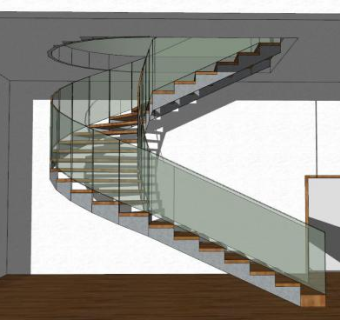 别墅复式旋转楼梯SU模型下载_sketchup草图大师SKP模型