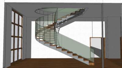 别墅复式旋转楼梯SU模型下载_sketchup草图大师SKP模型