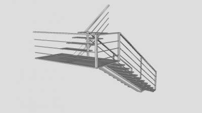 钢骨玻璃踏板楼梯SU模型下载_sketchup草图大师SKP模型