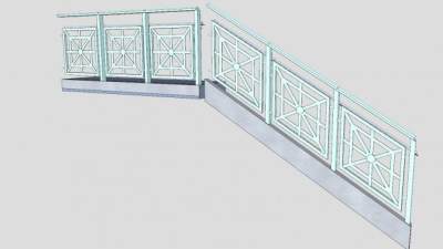 中式传统楼梯护栏SU模型下载_sketchup草图大师SKP模型