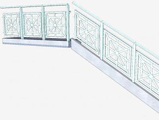 中式传统楼梯护栏SU模型下载_sketchup草图大师SKP模型