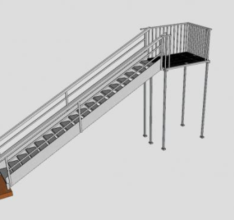 右侧金属楼梯SU模型下载_sketchup草图大师SKP模型