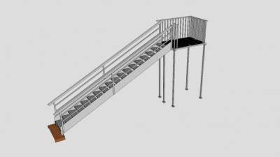 右侧金属楼梯SU模型下载_sketchup草图大师SKP模型