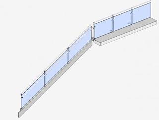 玻璃<em>钢制楼梯</em>扶手SU模型下载_sketchup草图大师SKP模型