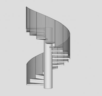 中柱玻璃旋转梯SU模型下载_sketchup草图大师SKP模型
