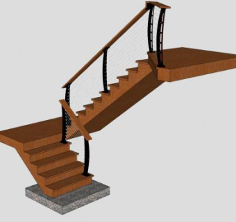 钢木室内楼梯SU模型下载_sketchup草图大师SKP模型