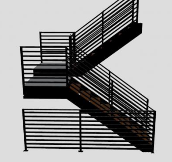 金属双跑楼梯SU模型下载_sketchup草图大师SKP模型