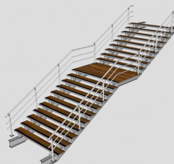 现代钢木扶梯SU模型下载_sketchup草图大师SKP模型